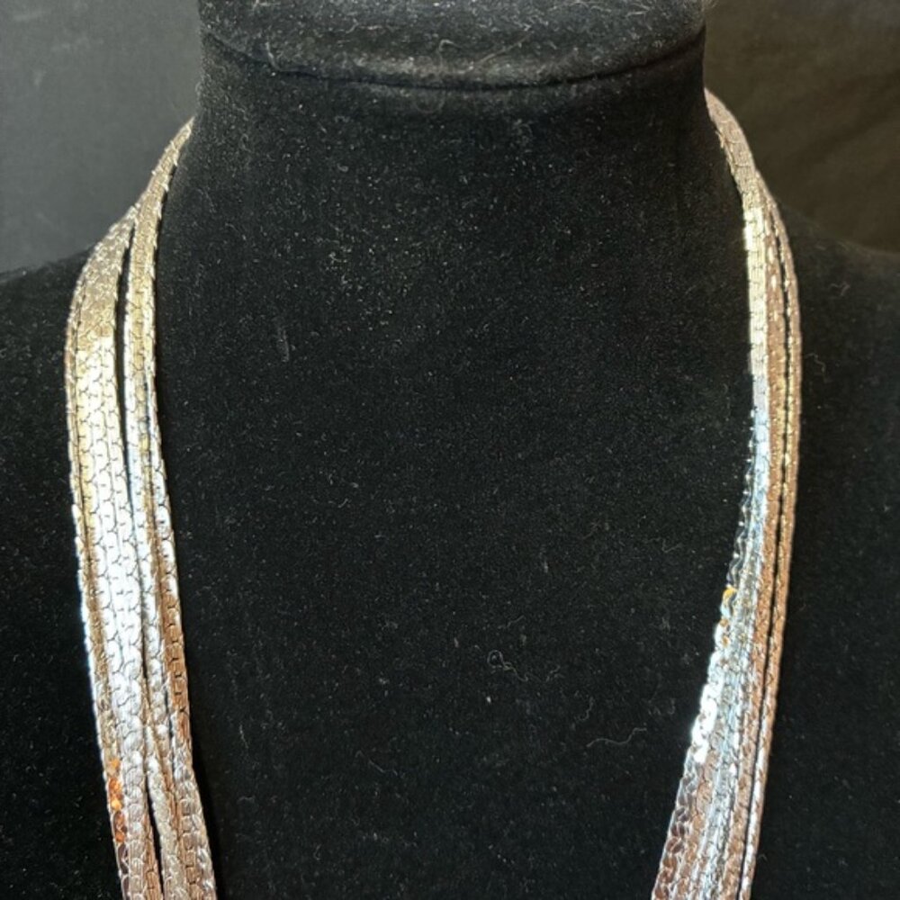 D'Orlan Silver Tone Multi Chain Waterfall Necklace 7 Strand - Picture 6 of 12